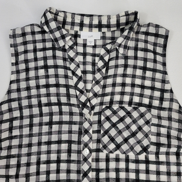 J Jill Silk Blend Button Front Sleeveless Front Tie Top Sz M - Picture 2 of 11